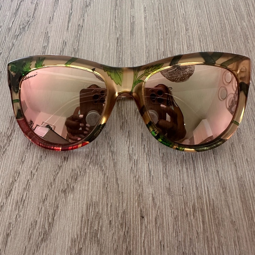 GUCCI FLORA Gold Mirrored Lens Sunglasses